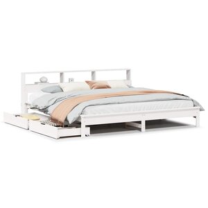 vidaXL Lit bibliothèque sans matelas blanc 200x200 cm bois pin massif