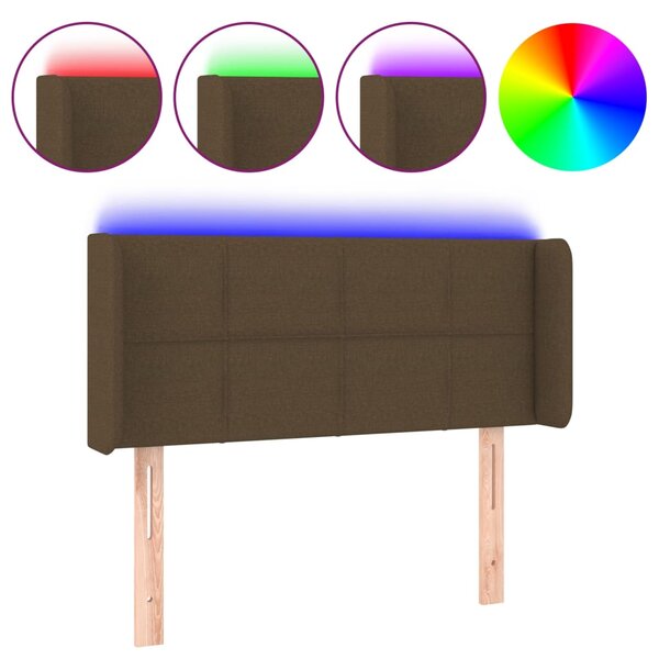 vidaXL Tête de lit à LED Marron foncé 83x16x78/88 cm Tissu
