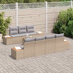 vidaXL Ensemble de canapé de jardin 8 Pièces Beige Poly rotin