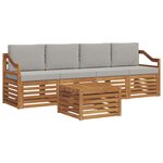 vidaXL Ensemble de canapés d'extérieur 5 pc Gris Naturel et Clair