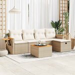 vidaXL Salon de jardin avec coussins 6 Pièces beige résine tressée