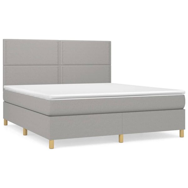 vidaXL Sommier à lattes de lit avec matelas Gris clair 180x200cm Tissu