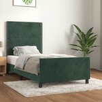 vidaXL Cadre de lit avec tête de lit Vert foncé 90x190 cm Velours