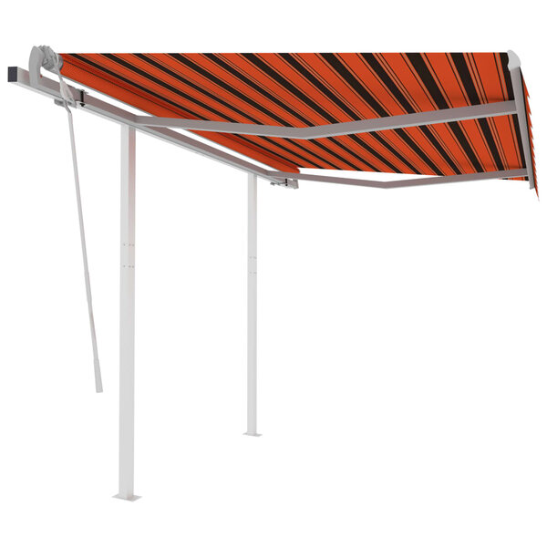 vidaXL Auvent manuel rétractable avec poteaux 3x2 5 m Orange et marron
