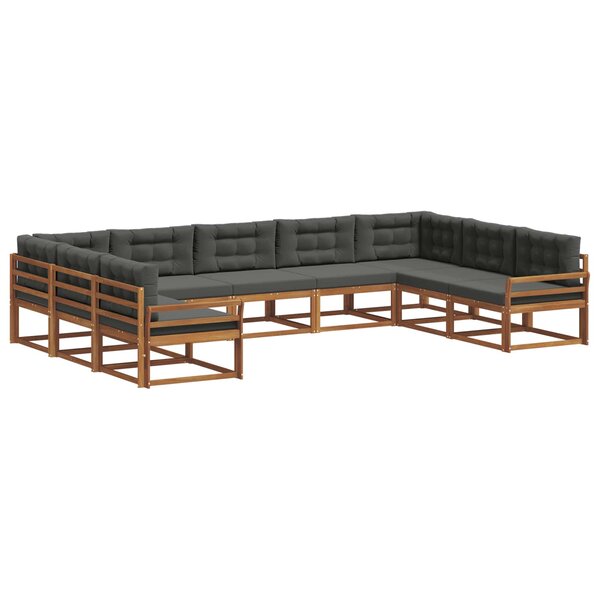 vidaXL Ensemble de canapés d'extérieur 9 pc Naturel et Anthracite