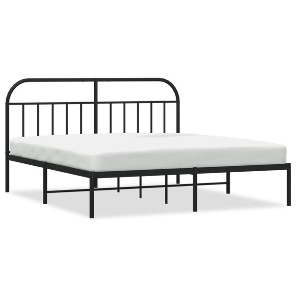 vidaXL Cadre de lit métal avec tête de lit noir 180x200 cm