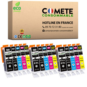 580XL 581XL - 15 cartouches compatibles pour Canon 580 XL 581 XL - COMETE