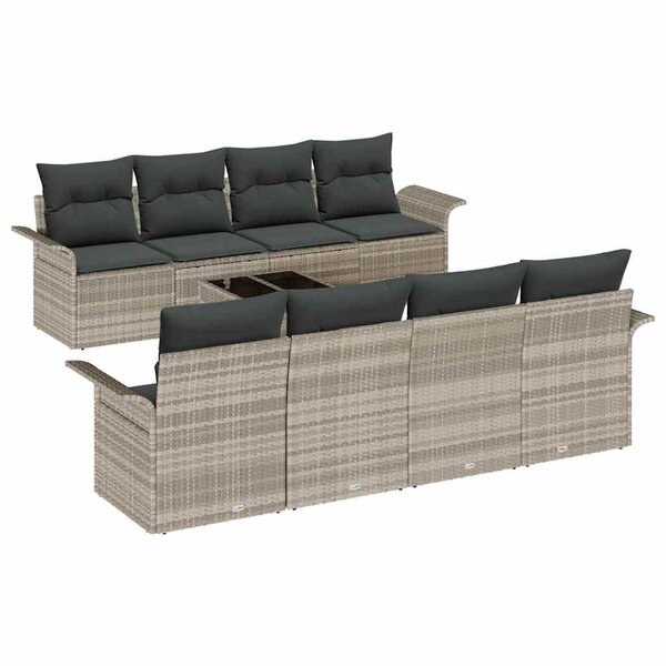 vidaXL Ensemble de canapé de jardin 9 Pièces Gris clair 55 x 55 x 37 cm