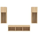 vidaXL Unités murales TV avec LED 5 Pièces chêne sonoma bois d'ingénierie