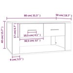 vidaXL Table basse Chêne sonoma 80x50x40 cm Bois d'ingénierie