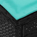 vidaXL Pouf de Jardin Noir et turquoise 80 x 38 x 42 cm Rotin PE