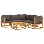 vidaXL Salon de jardin avec coussins 6 Pièces bois d'acacia solide