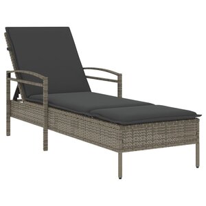 vidaXL Chaise longue avec coussin gris 63x200x81 cm résine tressée
