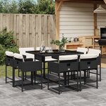 vidaXL Ensemble à manger de jardin 9Pièces coussins noir résine tressée