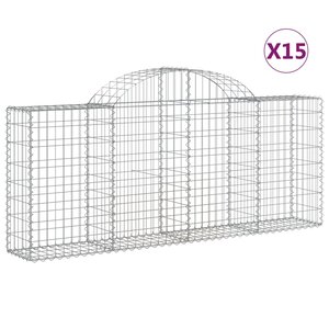 vidaXL Paniers à gabions arqués 15 Pièces 200x30x80/100 cm Fer galvanisé