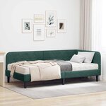 vidaXL Cadre de lit d'angle Vert foncé 90 x 200 cm Velours