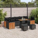 vidaXL Ensemble de canapé de jardin avec coussin 10 Pièces Noir