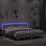 vidaXL Cadre de lit avec LED sans matelas sonoma gris 180x200 cm
