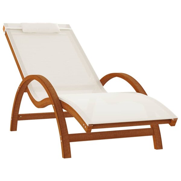vidaXL Chaise longue avec coussin blanc textilène/bois massif peuplier