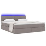 vidaXL Lit de rangement LED avec matelas Taupe 180 x 200 cm Tissu