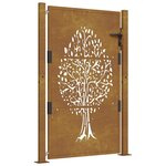 vidaXL Portail de jardin 105x130 cm acier corten conception de l'arbre