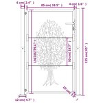 vidaXL Portail de jardin anthracite 105x155cm acier conception d'arbre