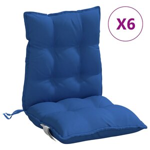 vidaXL Coussins de chaise à dossier bas lot de 6 bleu royal
