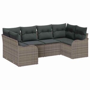 vidaXL Ensemble de canapé de jardin avec coussin 6 Pièces Gris Poly rotin