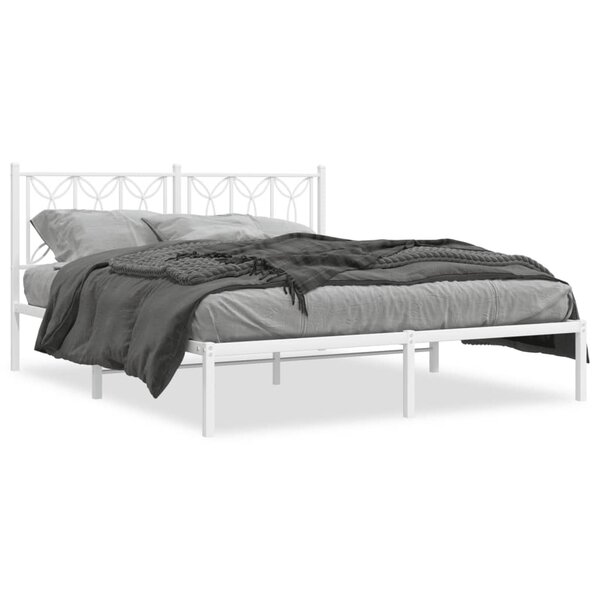 vidaXL Cadre de lit métal sans matelas et tête de lit blanc 150x200 cm