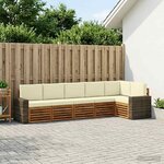 vidaXL Ensemble de canapés d'extérieur 6 pc Naturel et Crème Polyester