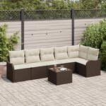 Canapé de jardin 6 pièces avec coussins gris en poly rotin