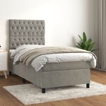 vidaXL Sommier à lattes de lit et matelas Gris clair 100x200cm Velours