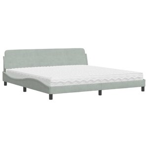 vidaXL Lit avec matelas Dover gris clair 200x200 cm velours