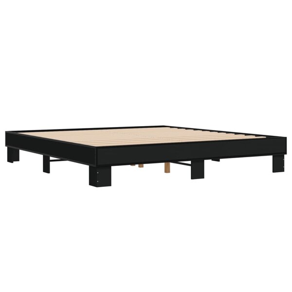 vidaXL Cadre de lit noir 160x200 cm bois d'ingénierie et métal