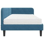 vidaXL Cadre de lit d'angle avec matelas Bleu 90 x 190 cm Velours