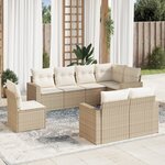 vidaXL Salon de jardin avec coussins 8 Pièces beige résine tressée