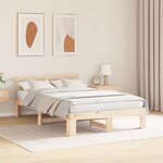 vidaXL Cadre de lit en bois de pin Bois naturel Bois massif 140 x 190 cm
