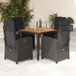 vidaXL Ensemble à manger de jardin coussins 5Pièces Noir Résine tressée