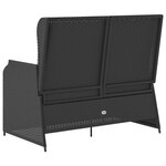 vidaXL Banc de jardin avec coussin Noir et blanc crème polyrotin