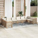 vidaXL Salon de jardin avec coussins 10 Pièces beige résine tressée