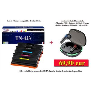 T3AZUR - 5x Toners compatibles avec Brother TN421  TN423 pour Brother DCP-L8410CDW