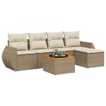 vidaXL Salon de jardin avec coussins 6 Pièces beige résine tressée