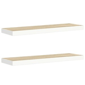 vidaXL Étagères flottantes 2 Pièces chêne et blanc 80x23 5x3 8 cm MDF
