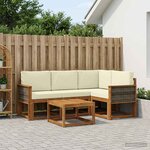 vidaXL Ensemble de canapés d'extérieur 5 pc Naturel et Crème Polyester