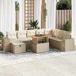 vidaXL Salon de jardin avec coussins 9 Pièces beige résine tressée acacia