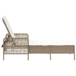 vidaXL Chaise longue avec coussin Beige 157 x 55 x 92cm polyrotin