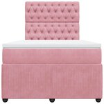vidaXL Sommier à lattes de lit avec matelas Rose 120x200 cm Velours