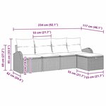 vidaXL Ensemble de Canapés avec coussin 5 Pièces Noir et Crème polyrotin