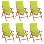 vidaXL Chaises de jardin inclinables et coussins lot de 6 bois teck