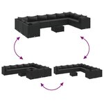 vidaXL Salon de jardin 11 Pièces avec coussins noir résine tressée